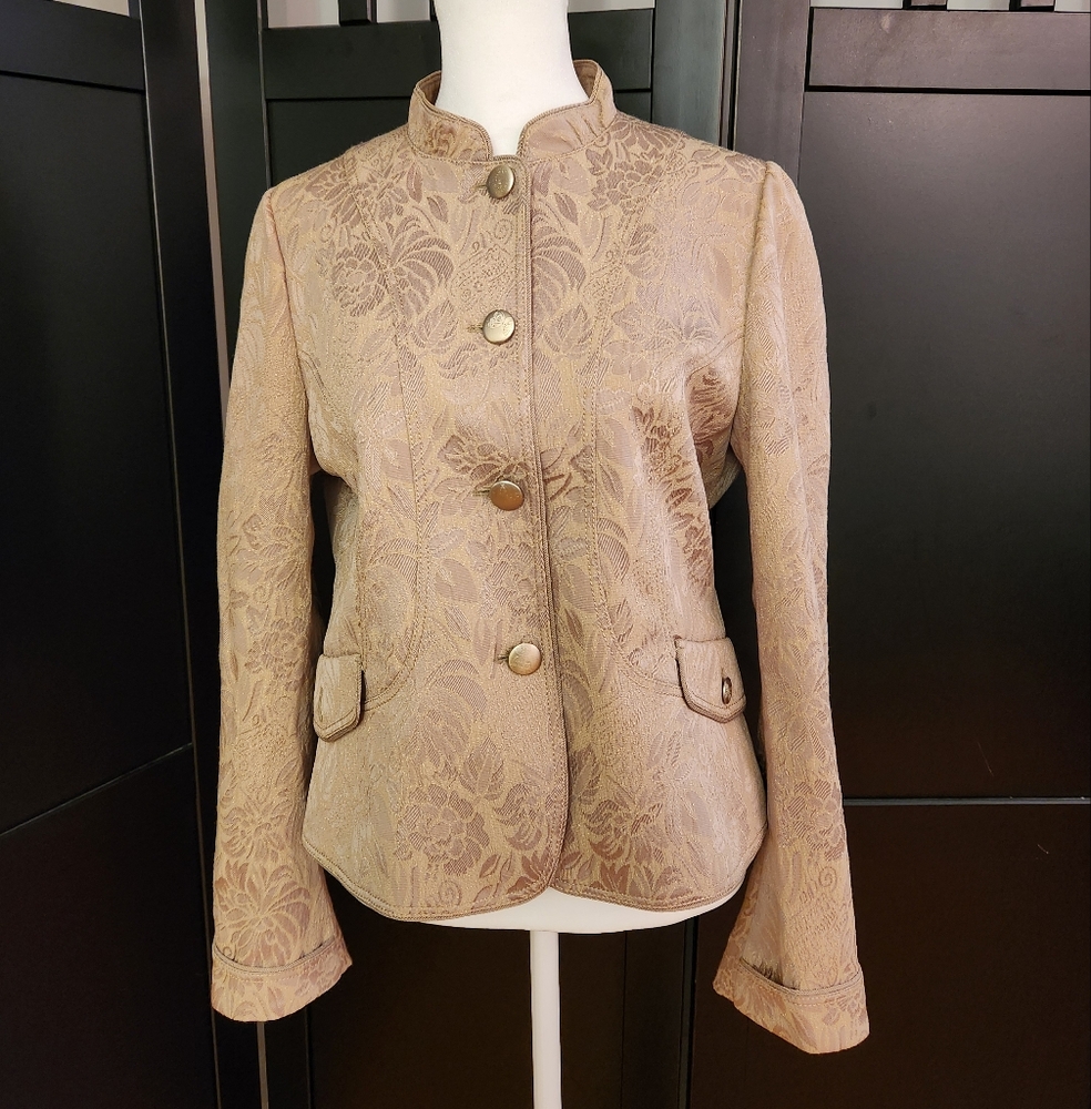 Elegant Tan Floral Women's Jacket